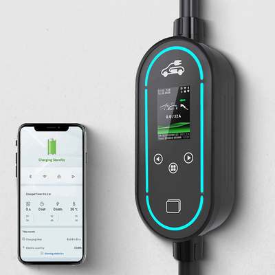 ซื้อ 7.36kW 32A ชาร์จรถยนต์แบบพกพาที่มี RCD ประเภท B และจอ LCD การผลิตออนไลน์