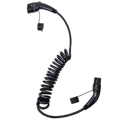 ซื้อ IP67 สายสปริง SAE J1772 ประเภท 1 ถึงประเภท 2 สายชาร์จ EV สําหรับการชาร์จโหมด 3 การผลิตออนไลน์