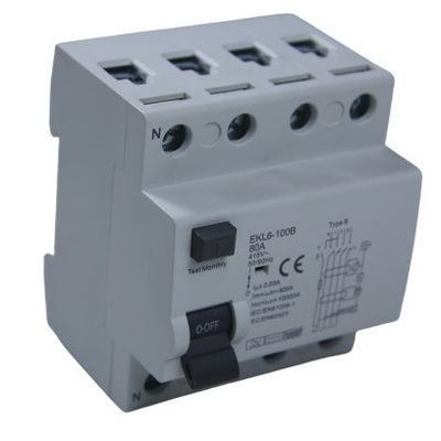 ซื้อ 10KA ชนิด B 63A RCD เบรกเกอร์ RCCB สำหรับป้องกันไฟรั่ว การผลิตออนไลน์