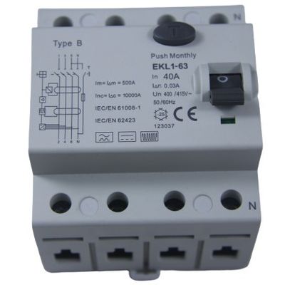 ราคาดี Type B IP20 RCD Circuit Breaker 40A 3 เฟส 4 ขั้ว MCB โหมดแม่เหล็กไฟฟ้า ออนไลน์